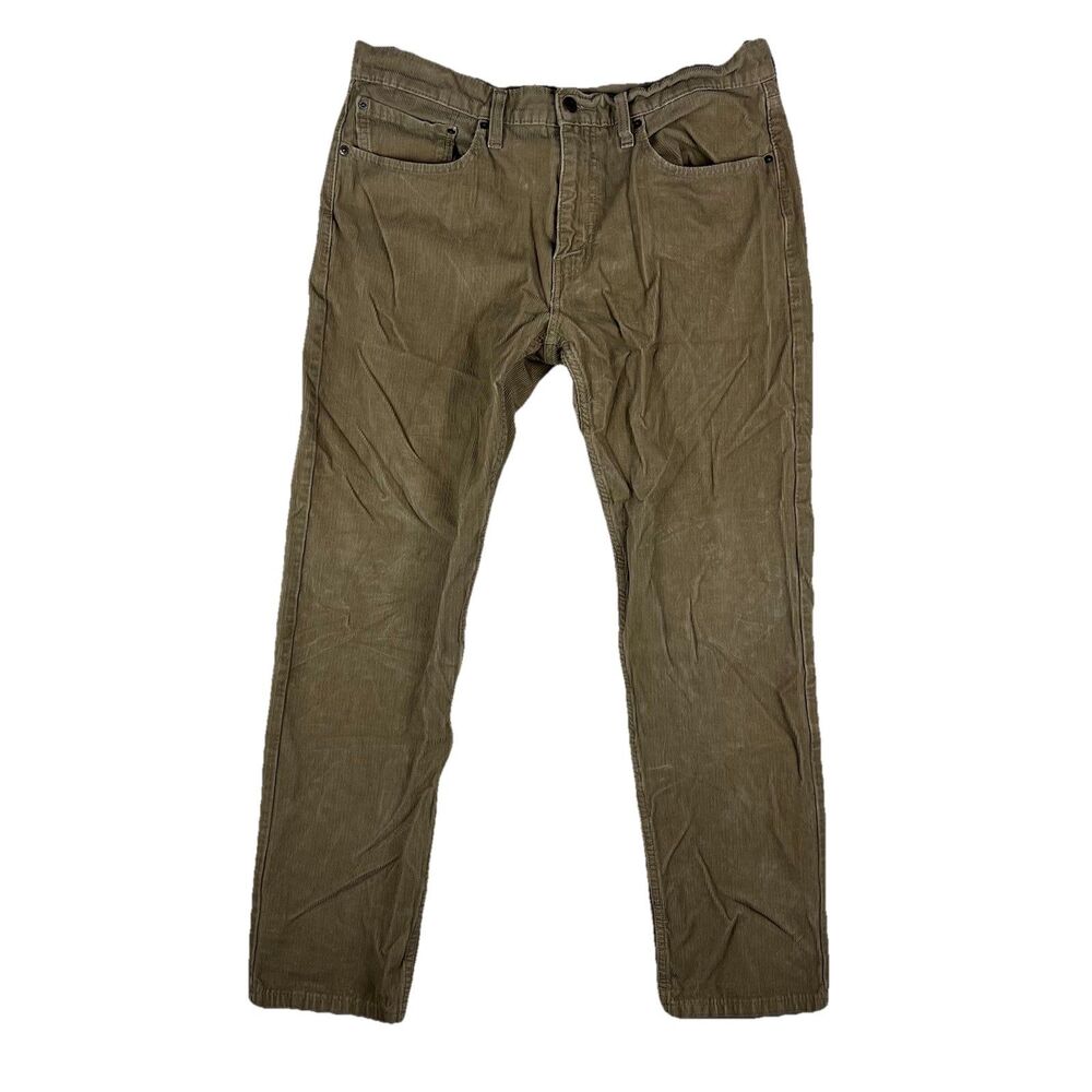 Levis‎ 502 Pants Mens 34x32 Beige Corduroy Taper Leg Cotton White Tab Casual